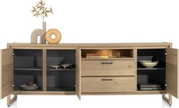 Henders & Hazel Nystead dressoir 240 cm. - 3-deuren + 2-laden + 1-niche (+ LED) Dressoir