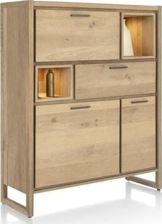 Henders & Hazel Nystead highboard 125 cm. - 2-deuren + 1-lade + 1-klep + 2-niches (+ LED) Kast