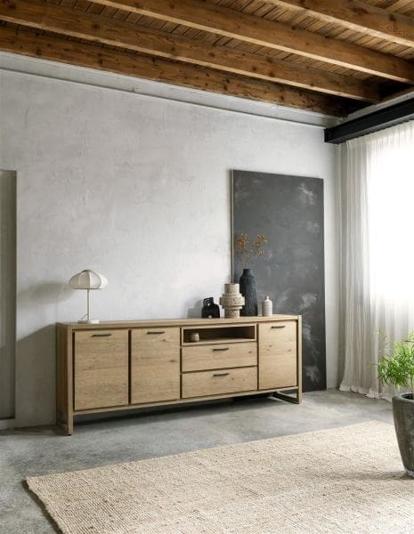 Henders & Hazel Nystead highboard 125 cm. - 2-deuren + 1-lade + 1-klep + 2-niches (+ LED) Kast