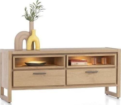 Henders & Hazel Nystead lowboard 140 cm. - 2-laden + 2-niches (+ LED) Tv-meubel|Tv-dressoir