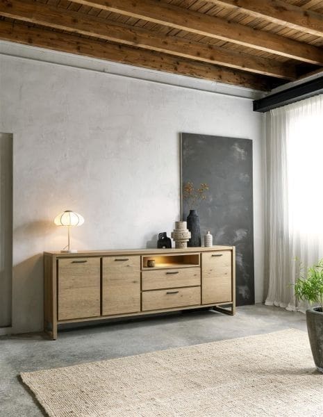 Henders & Hazel Nystead lowboard 140 cm. - 2-laden + 2-niches (+ LED) Tv-meubel|Tv-dressoir