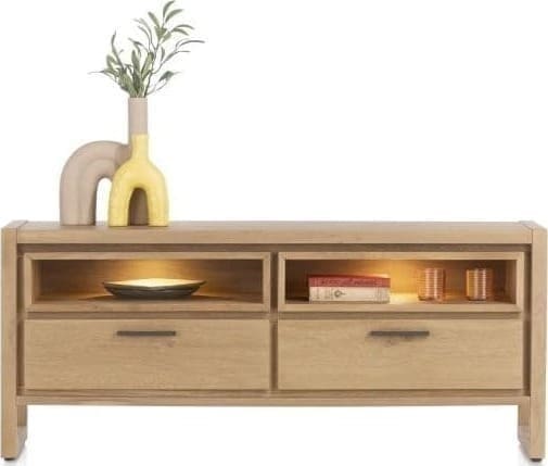 Henders & Hazel Nystead lowboard 140 cm. - 2-laden + 2-niches (+ LED) Tv-meubel|Tv-dressoir