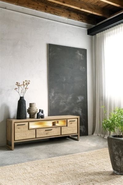 Henders & Hazel Nystead lowboard 170 cm. - 2-deuren + 1-lade + 1-niche (+ LED) Tv-meubel|Tv-dressoir