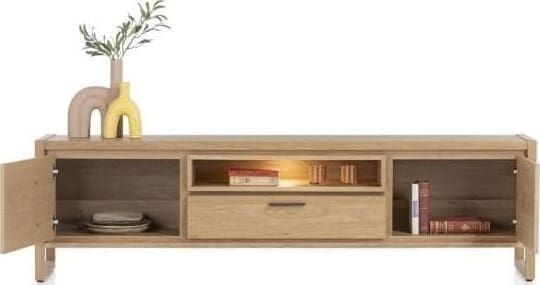 Henders & Hazel Nystead lowboard 210 cm. - 2-deuren + 1-lade + 1-niche (+ LED) Tv-meubel|Tv-dressoir