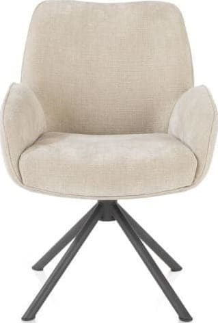 Henders & Hazel Riley armstoel 4-poots grafiet frame - draaibaar + pocket - stof Cadiz - creme Beige|Wit Armstoel