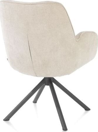 Henders & Hazel Riley armstoel 4-poots grafiet frame - draaibaar + pocket - stof Cadiz - creme Beige|Wit Armstoel