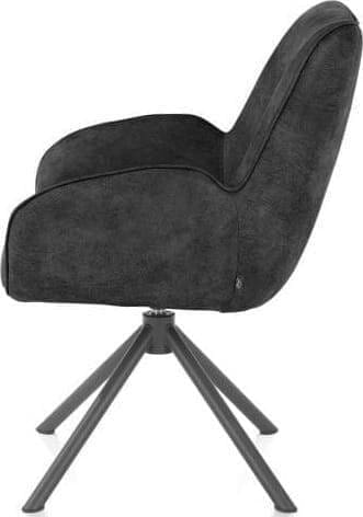 Henders & Hazel Riley armstoel 4-poots grafiet frame - draaibaar + pocket - stof Taurus - off black Antraciet|Zwart Armstoel