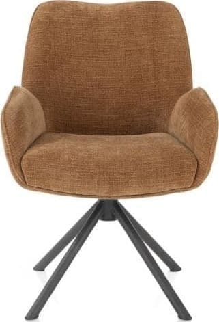 Henders & Hazel Riley armstoel 4-poots grafiet frame met relaxsysteem - draaibaar + pocket - stof Cadiz - koper Koper Armstoel