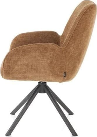Henders & Hazel Riley armstoel 4-poots grafiet frame met relaxsysteem - draaibaar + pocket - stof Cadiz - koper Koper Armstoel