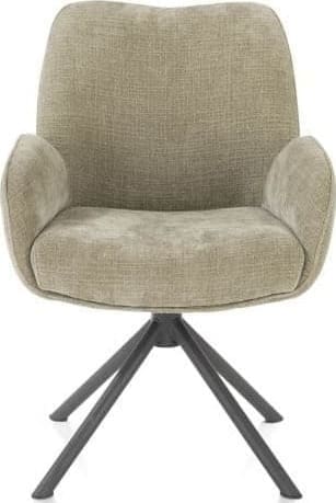 Henders & Hazel Riley armstoel 4-poots grafiet frame met relaxsysteem - draaibaar + pocket - stof Cadiz - olijf Groen Armstoel