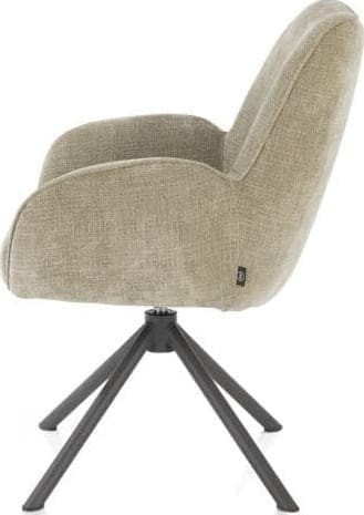 Henders & Hazel Riley armstoel 4-poots grafiet frame met relaxsysteem - draaibaar + pocket - stof Cadiz - olijf Groen Armstoel