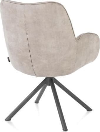 Henders & Hazel Riley armstoel 4-poots grafiet frame met relaxsysteem - draaibaar + pocket - stof Taurus - kiezel Grijs|Wit Armstoel