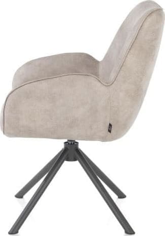 Henders & Hazel Riley armstoel 4-poots grafiet frame met relaxsysteem - draaibaar + pocket - stof Taurus - kiezel Grijs|Wit Armstoel