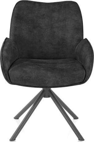 Henders & Hazel Riley armstoel 4-poots grafiet frame met relaxsysteem - draaibaar + pocket - stof Taurus - off black Antraciet|Zwart Armstoel