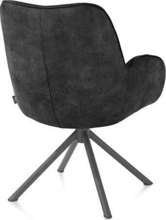 Henders & Hazel Riley armstoel 4-poots grafiet frame met relaxsysteem - draaibaar + pocket - stof Taurus - off black Antraciet|Zwart Armstoel