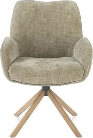Henders & Hazel Riley armstoel 4-poots naturel eiken - draaibaar + pocket - stof Cadiz - olijf Groen Armstoel