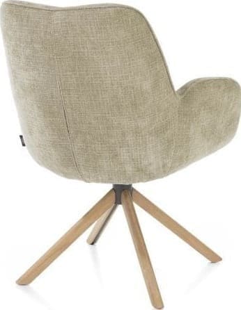 Henders & Hazel Riley armstoel 4-poots naturel eiken - draaibaar + pocket - stof Cadiz - olijf Groen Armstoel