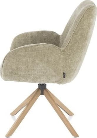 Henders & Hazel Riley armstoel 4-poots naturel eiken - draaibaar + pocket - stof Cadiz - olijf Groen Armstoel