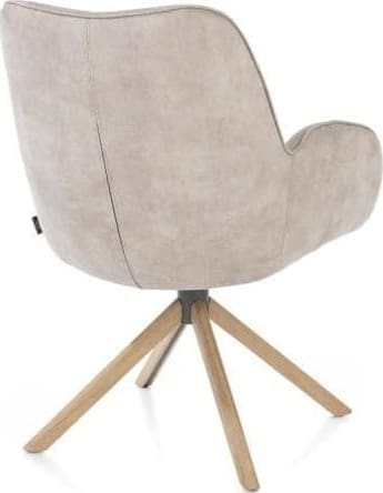 Henders & Hazel Riley armstoel 4-poots naturel eiken - draaibaar + pocket - stof Taurus - kiezel Grijs|Wit Armstoel