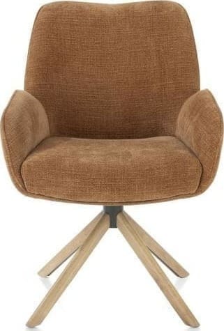Henders & Hazel Riley armstoel 4-poots naturel eiken met relaxsysteem - draaibaar + pocket - stof Cadiz - koper Koper Armstoel