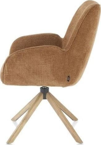 Henders & Hazel Riley armstoel 4-poots naturel eiken met relaxsysteem - draaibaar + pocket - stof Cadiz - koper Koper Armstoel
