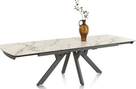 Henders & Hazel Vegas uitschuiftafel 170 (+ 60) x 100 cm - keramiek op glas - wit Wit Eettafel