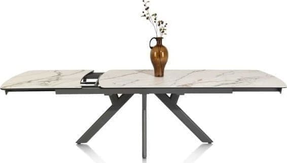 Henders & Hazel Vegas uitschuiftafel 170 (+ 60) x 100 cm - keramiek op glas - wit Wit Eettafel