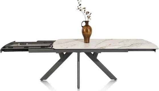 Henders & Hazel Vegas uitschuiftafel 170 (+ 60) x 100 cm - keramiek op glas - wit Wit Eettafel