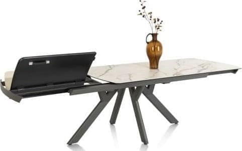 Henders & Hazel Vegas uitschuiftafel 170 (+ 60) x 100 cm - keramiek op glas - wit Wit Eettafel