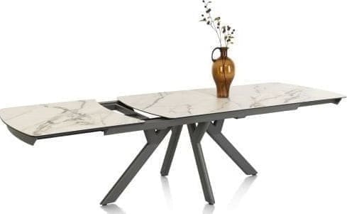 Henders & Hazel Vegas uitschuiftafel 170 (+ 60) x 100 cm - keramiek op glas - wit Wit Eettafel