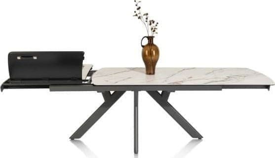 Henders & Hazel Vegas uitschuiftafel 200 (+ 80) x 100 cm - keramiek op glas - wit Wit Eettafel