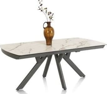 Henders & Hazel Vegas uitschuiftafel 200 (+ 80) x 100 cm - keramiek op glas - wit Wit Eettafel