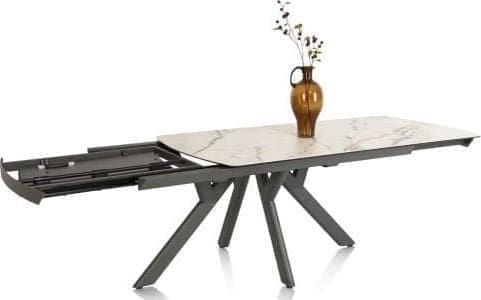 Henders & Hazel Vegas uitschuiftafel 200 (+ 80) x 100 cm - keramiek op glas - wit Wit Eettafel