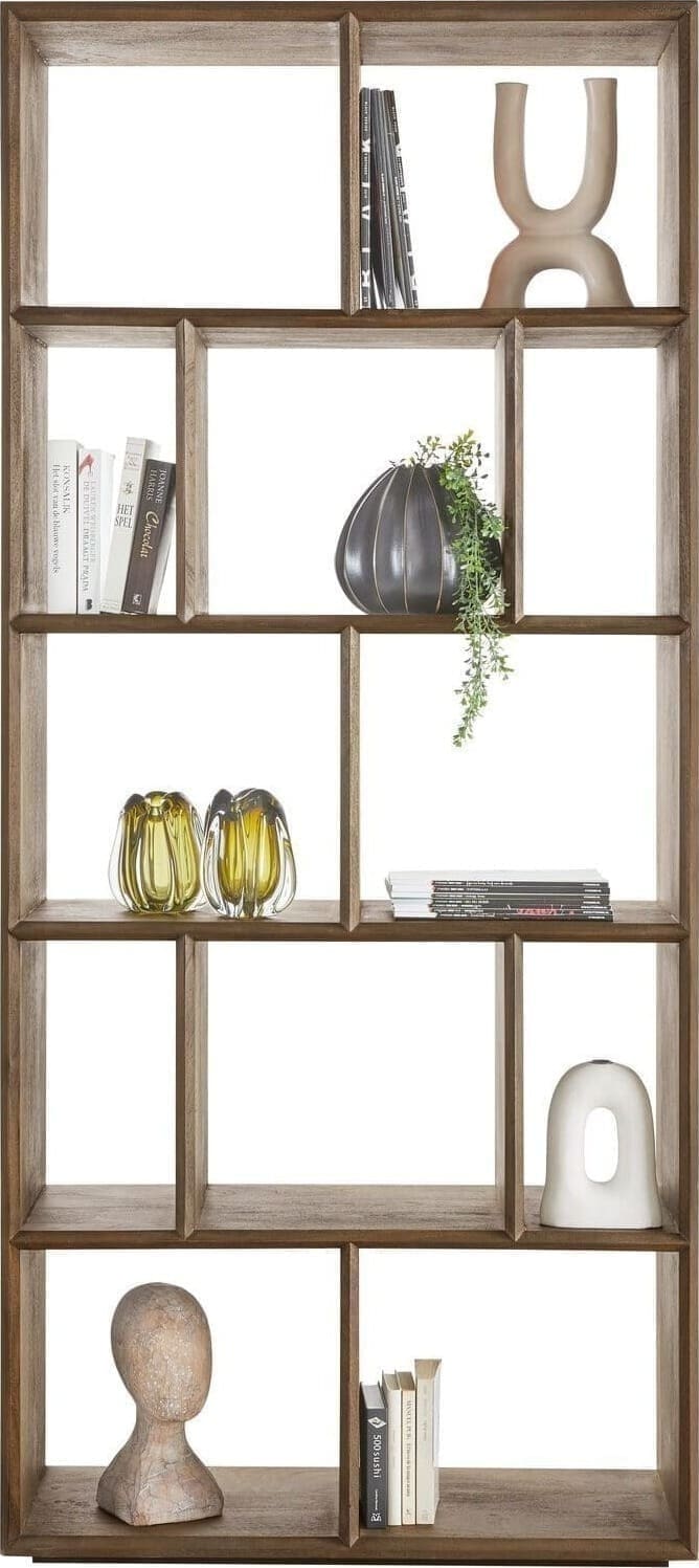 INHOUSE Roomdivider Boldara mangohout Bruin|Naturel Boekenkast