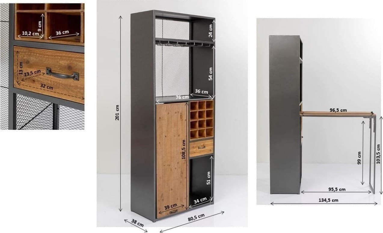 Barkast Vinoteca 80x201cm Kare Design Kast|Bergkast 85096