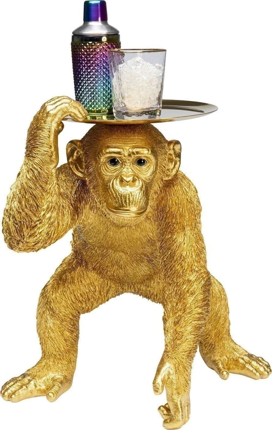 Beeld Butler Playing Chimp Gold 52cm Kare Design Beeld 53411