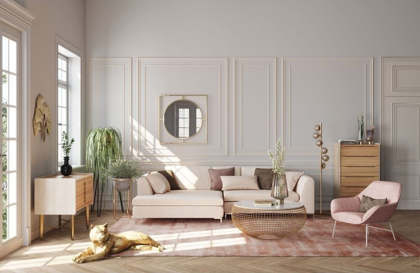 Beeld Lion Gold 113cm Kare Design Beeld 51727