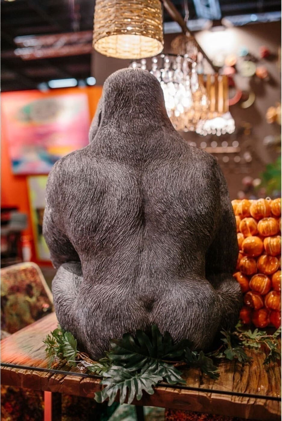 Beeld Monkey Gorilla Side XL Black 76cm Kare Design Beeld 39378