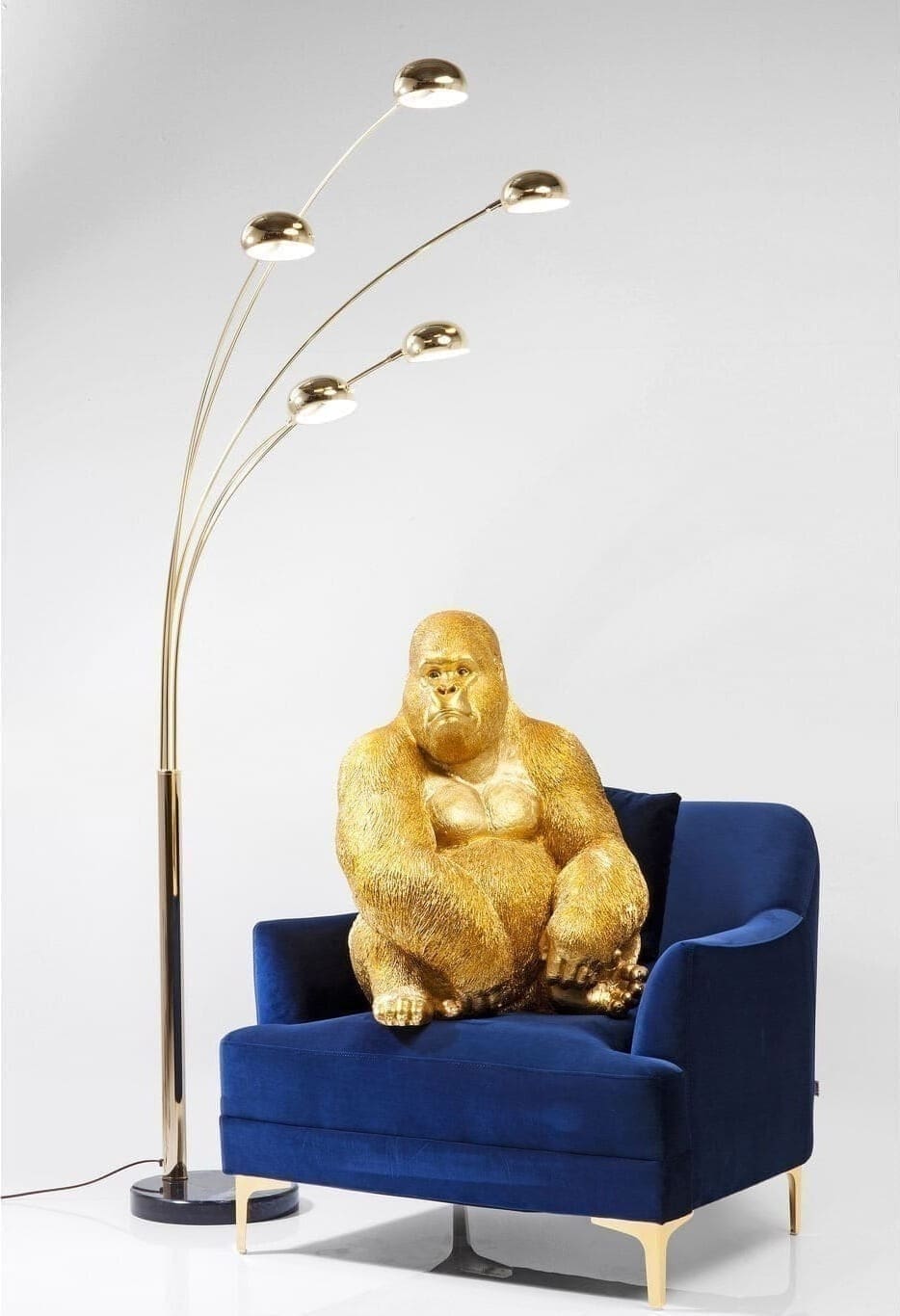Beeld Monkey Gorilla Side XL Gold 76cm Kare Design Beeld 61445