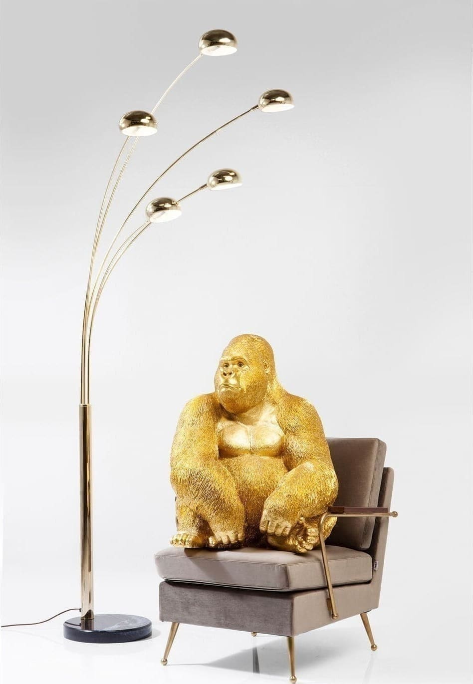 Beeld Monkey Gorilla Side XL Gold 76cm Kare Design Beeld 61445
