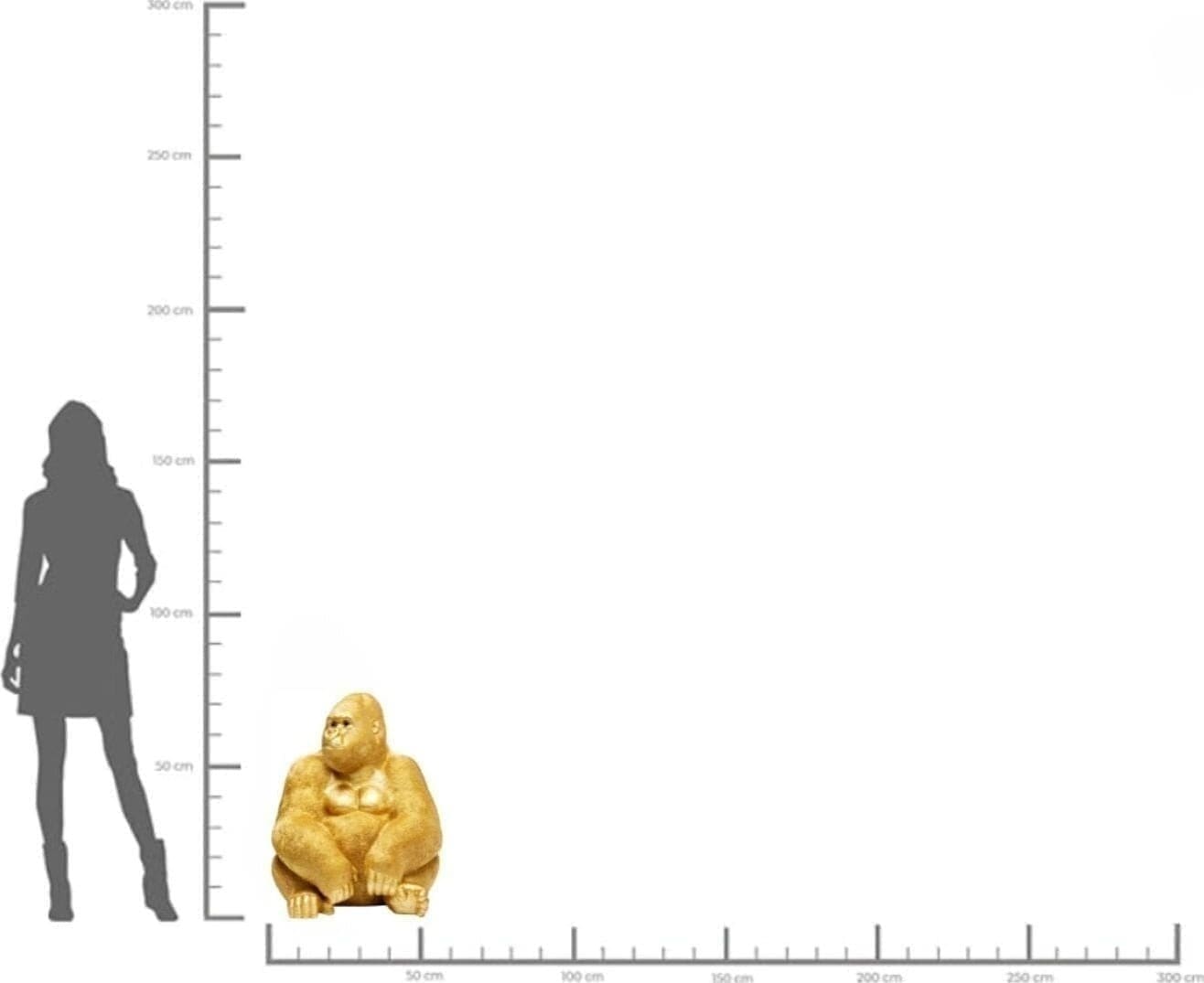 Beeld Monkey Gorilla Side XL Gold 76cm Kare Design Beeld 61445