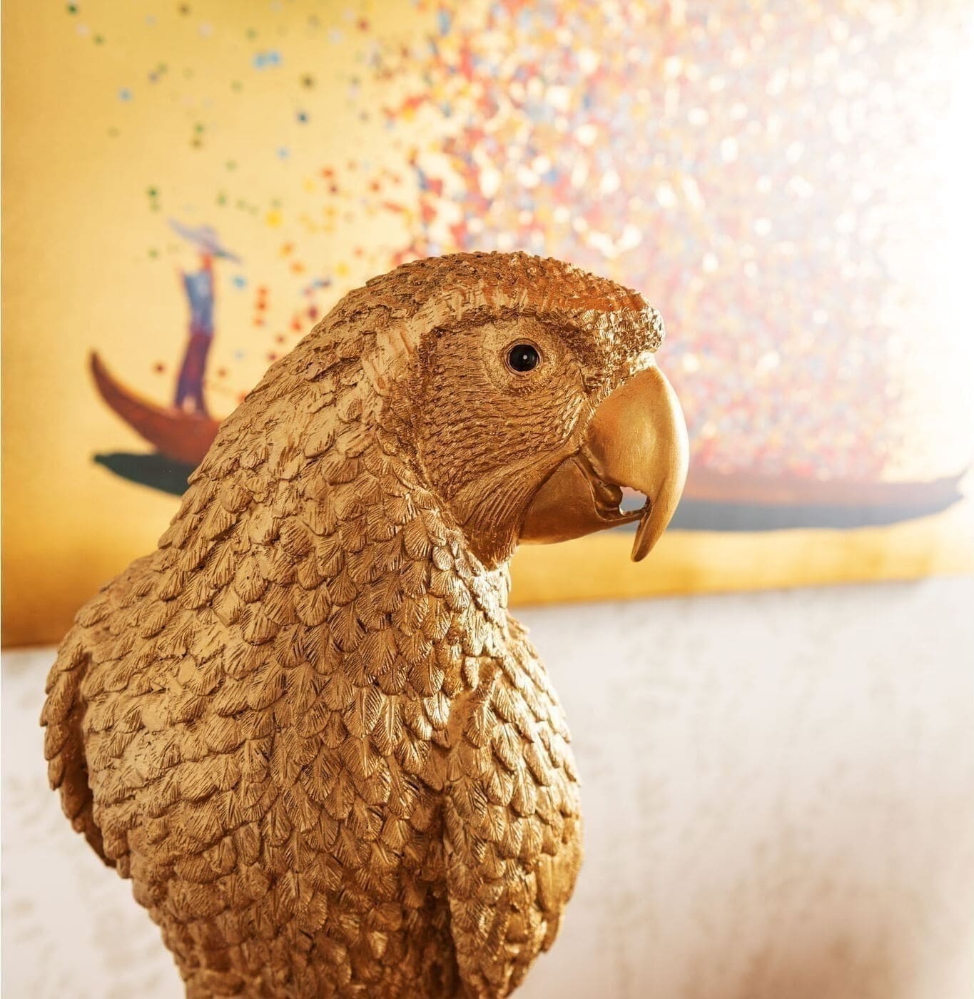 Beeld Parrot Gold 116cm Kare Design Beeld 61630