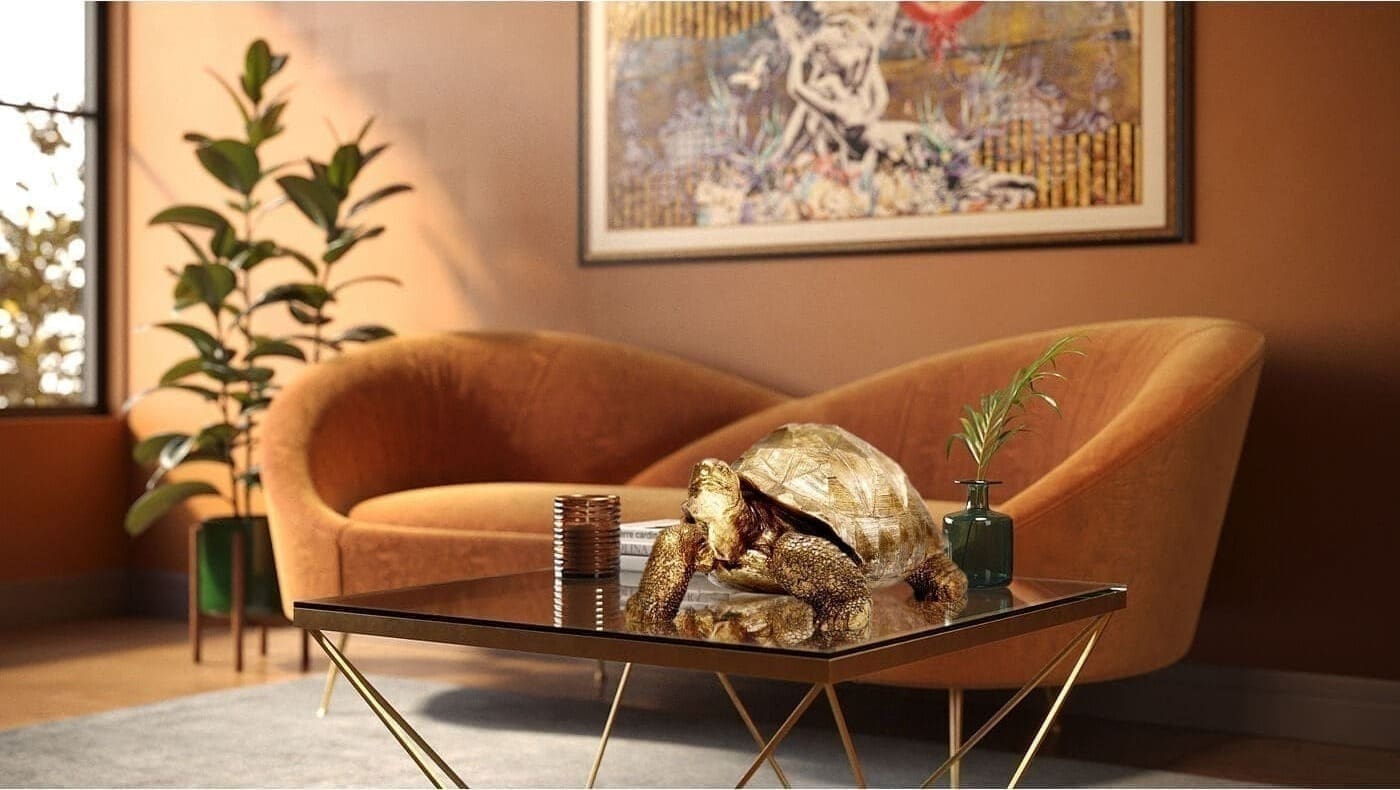 Beeld Turtle Gold Medium 40cm Kare Design Beeld 61959