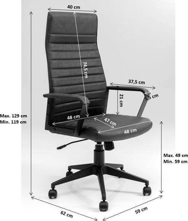 Bureaustoel Labora High Black Kare Design Bureaustoel 84743