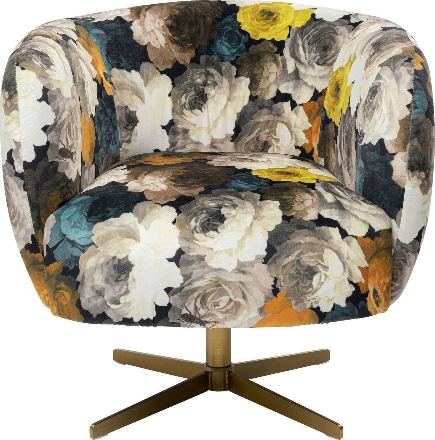 Draaistoel Met Arm Peony Flower Yellow Kare Design Armstoel 84685