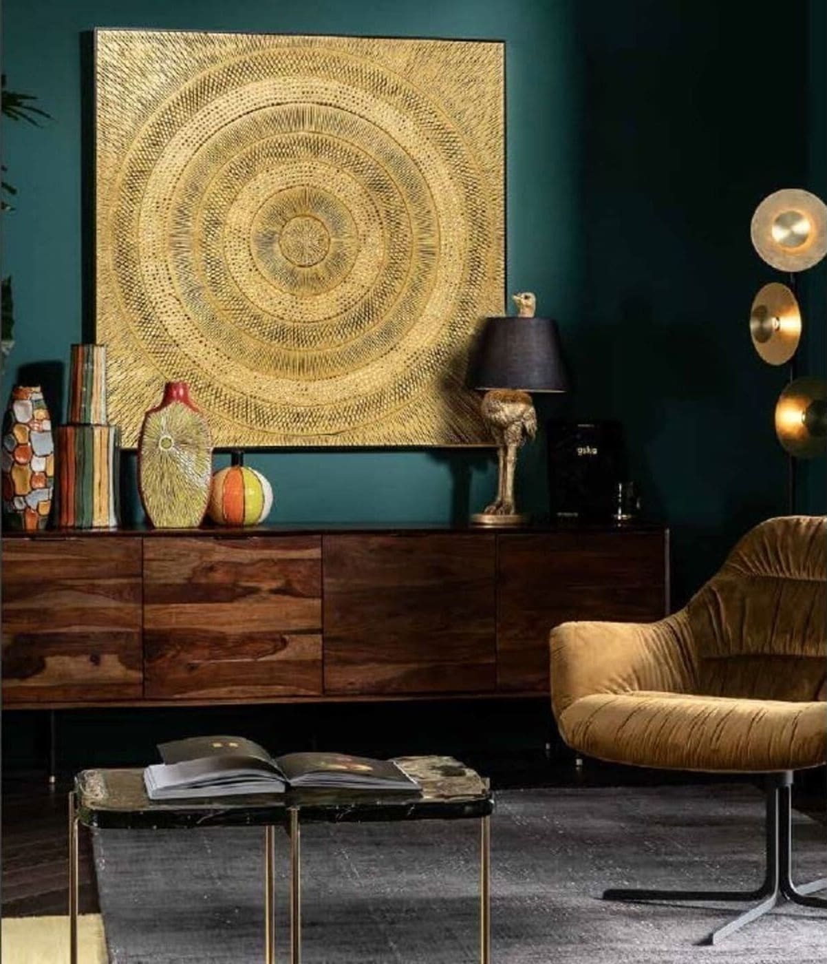 Object Schilderij Art Circle Gold 120x120cm Kare Design Beeld 52766