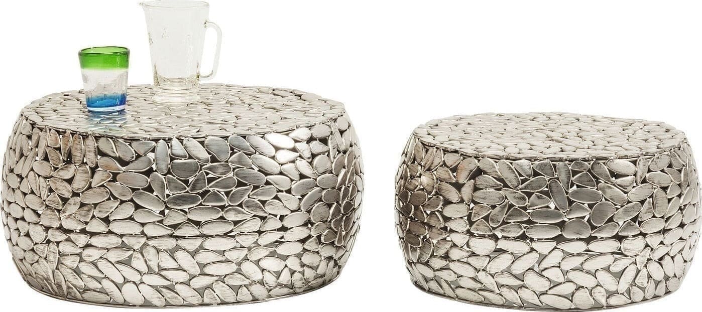 Salontafel Pebbles Deluxe Silver (2/Set) Kare Design Salontafel 82976