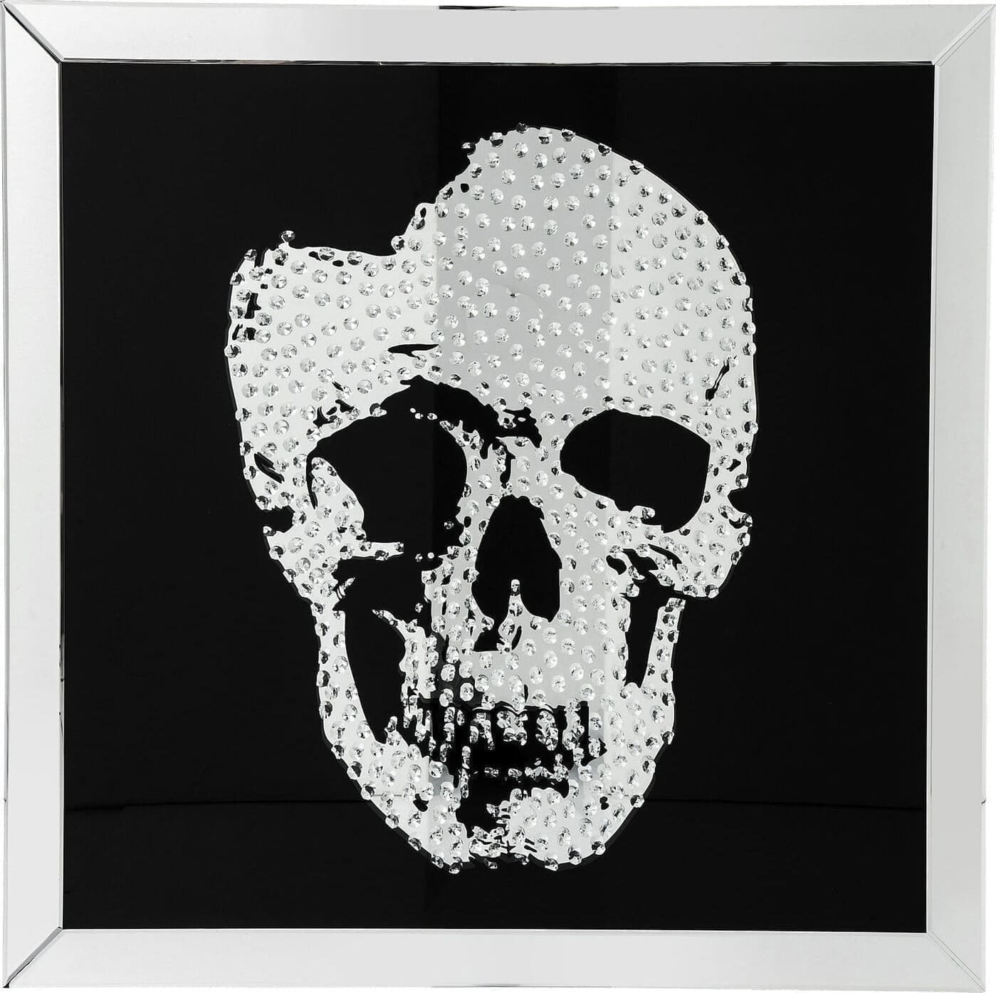 Schilderij + Frame Spiegel Skull 100x100cm Kare Design Schilderij 36793