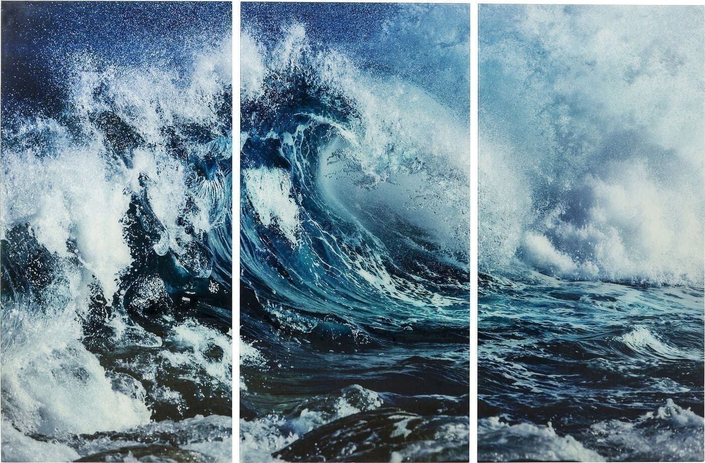 Schilderij Glas Triptychon Wave (3/Set) Kare Design Schilderij 64682