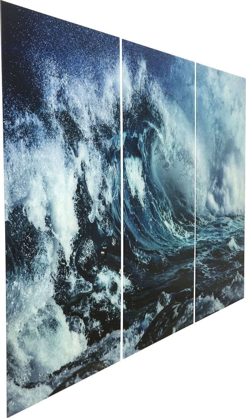 Schilderij Glas Triptychon Wave (3/Set) Kare Design Schilderij 64682
